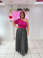 Load image into Gallery viewer, Lace and Polka Dots Asymetric Maxi Dress
