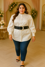 Load image into Gallery viewer, Pearl Details Luxe Blouse