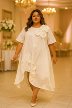 Load image into Gallery viewer, White Flower Details Midi Dress