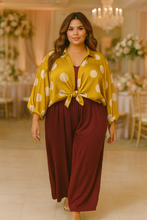 Load image into Gallery viewer, Italian Polka Dot  Satin Tie Top