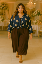 Load image into Gallery viewer, Italian Polka Dot  Satin Tie Top