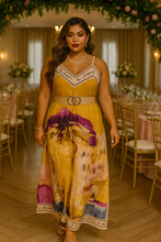 Load image into Gallery viewer, Artistic Print Italian V Neck Midi Dress