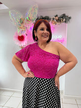 Load image into Gallery viewer, Lace and Polka Dots Asymetric Maxi Dress