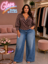 Load image into Gallery viewer, Polka Dot Plus Size Satin Blouse