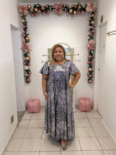 Load image into Gallery viewer, Silver Print Maxi Dress
