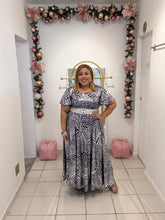 Load image into Gallery viewer, Silver Print Maxi Dress