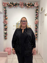 Load image into Gallery viewer, Black Tunic Sequin Blouse