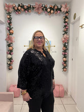 Load image into Gallery viewer, Black Tunic Sequin Blouse