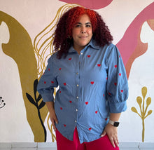 Load image into Gallery viewer, Denim Heart Details Top
