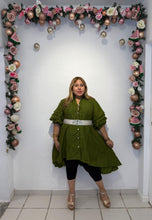 Load image into Gallery viewer, Elegant Olive Blouse Dress