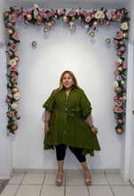 Load image into Gallery viewer, Elegant Olive Blouse Dress