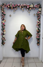 Load image into Gallery viewer, Elegant Olive Blouse Dress