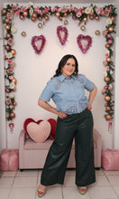 Load image into Gallery viewer, Dark Green Faux Leather Wide Leg Pant