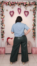 Load image into Gallery viewer, Dark Green Faux Leather Wide Leg Pant