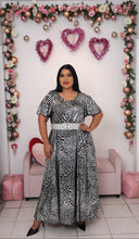 Load image into Gallery viewer, Silver Print Maxi Dress