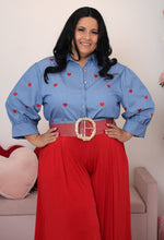 Load image into Gallery viewer, Denim Heart Details Top