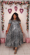 Load image into Gallery viewer, Silver Print Maxi Dress