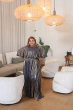 Load image into Gallery viewer, Midnight  blue and gold maxi  Dress