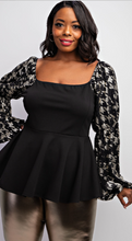 Load image into Gallery viewer, Black Peplum Top