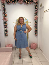 Load image into Gallery viewer, Blue Jean Color Linen Short Dress