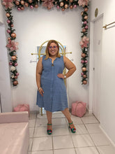 Load image into Gallery viewer, Blue Jean Color Linen Short Dress