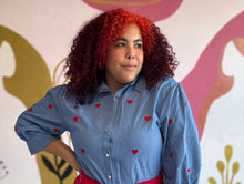 Load image into Gallery viewer, Denim Heart Details Top