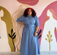 Load image into Gallery viewer, Denim Button Down Maxi Dress