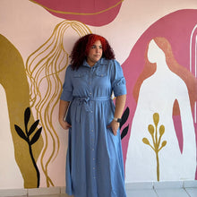 Load image into Gallery viewer, Denim Button Down Maxi Dress