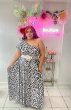 Load image into Gallery viewer, Black and White Animal Print Frinda Dress