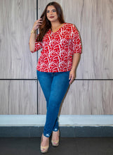 Load image into Gallery viewer, Abstract Chic Red Blouse