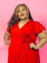 Load image into Gallery viewer, Red Wrap Around Dress