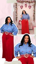 Load image into Gallery viewer, Denim Heart Details Top