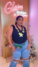 Load image into Gallery viewer, Black Chains And Green Stars Necklace