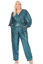 Load image into Gallery viewer, Metallic Teal Elegant Jumpsuit
