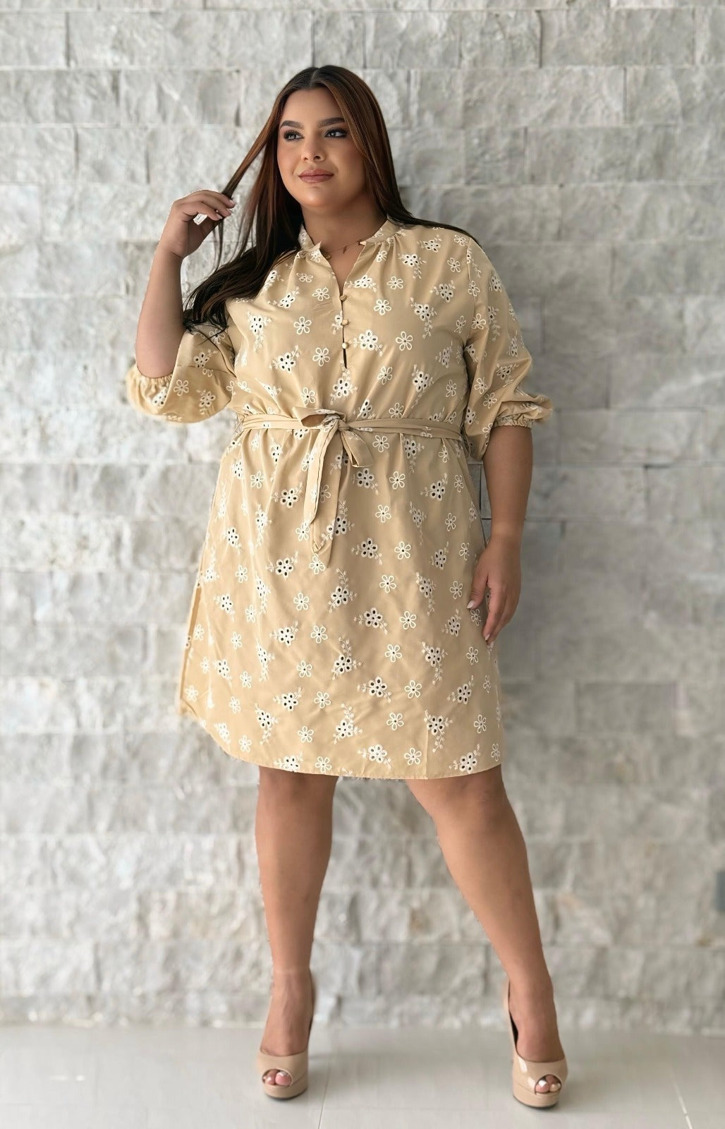 Eyelet Button Down Short Dress