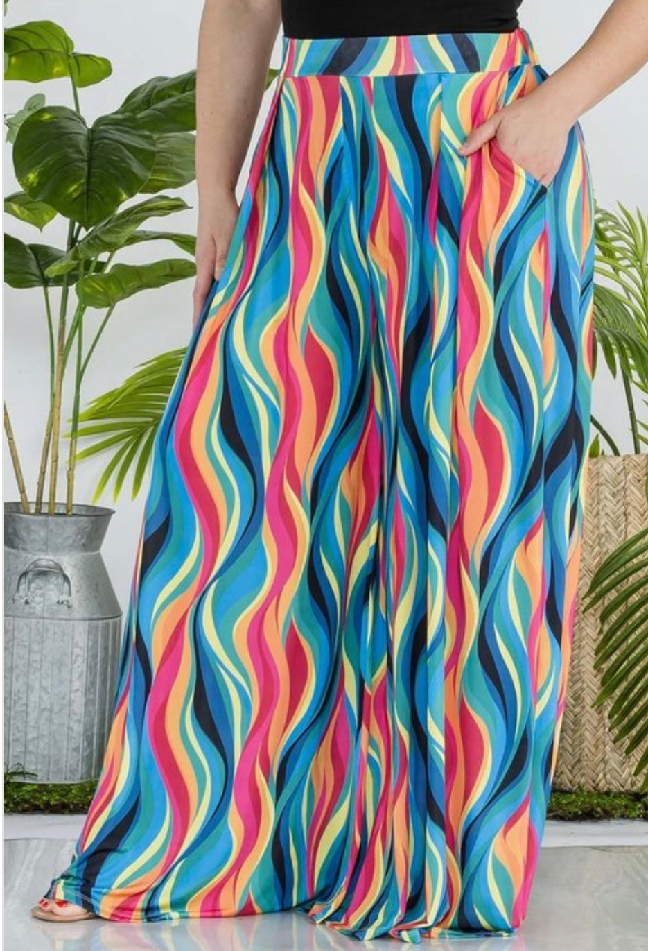 Multicolor Waves Palazzo Pant