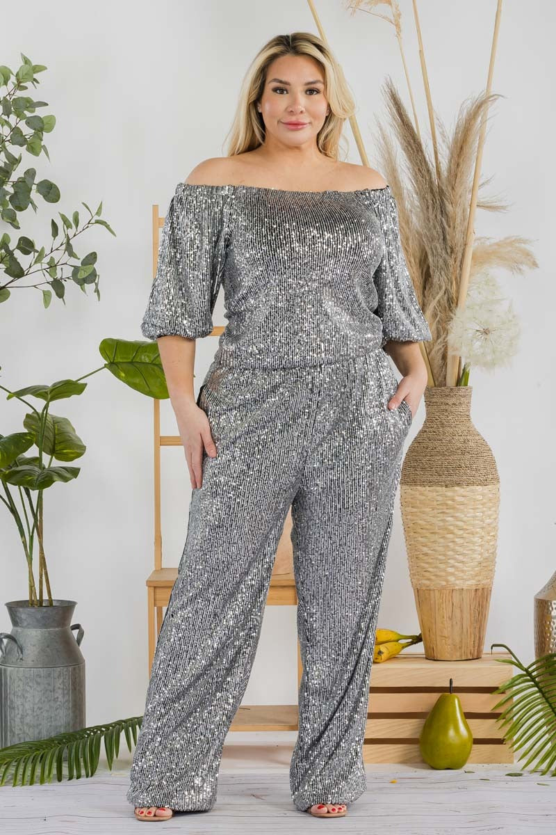 Off Shoulder Sequin Set