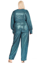 Load image into Gallery viewer, Metallic Teal Elegant Jumpsuit
