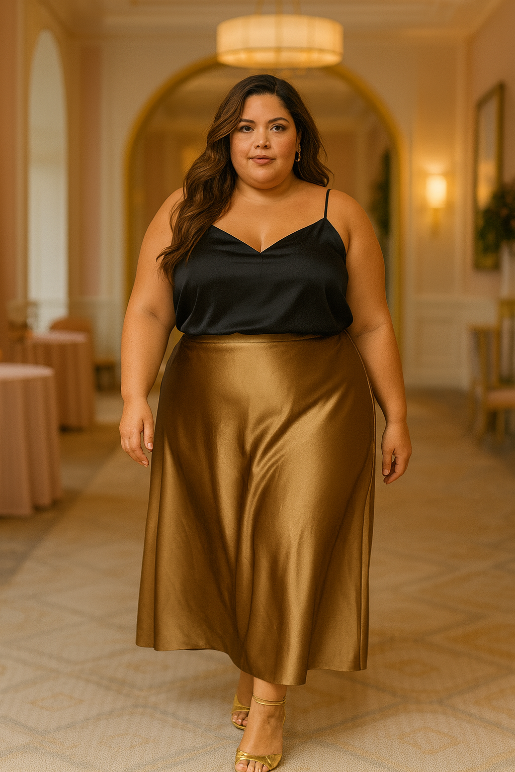 Gold Italian Satin Luxe Skirt