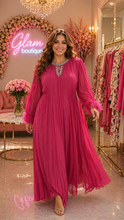 Load image into Gallery viewer, Glam Pleated Rhinestones Maxi Dress
