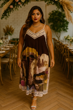 Load image into Gallery viewer, Artistic Print Italian V Neck Midi Dress
