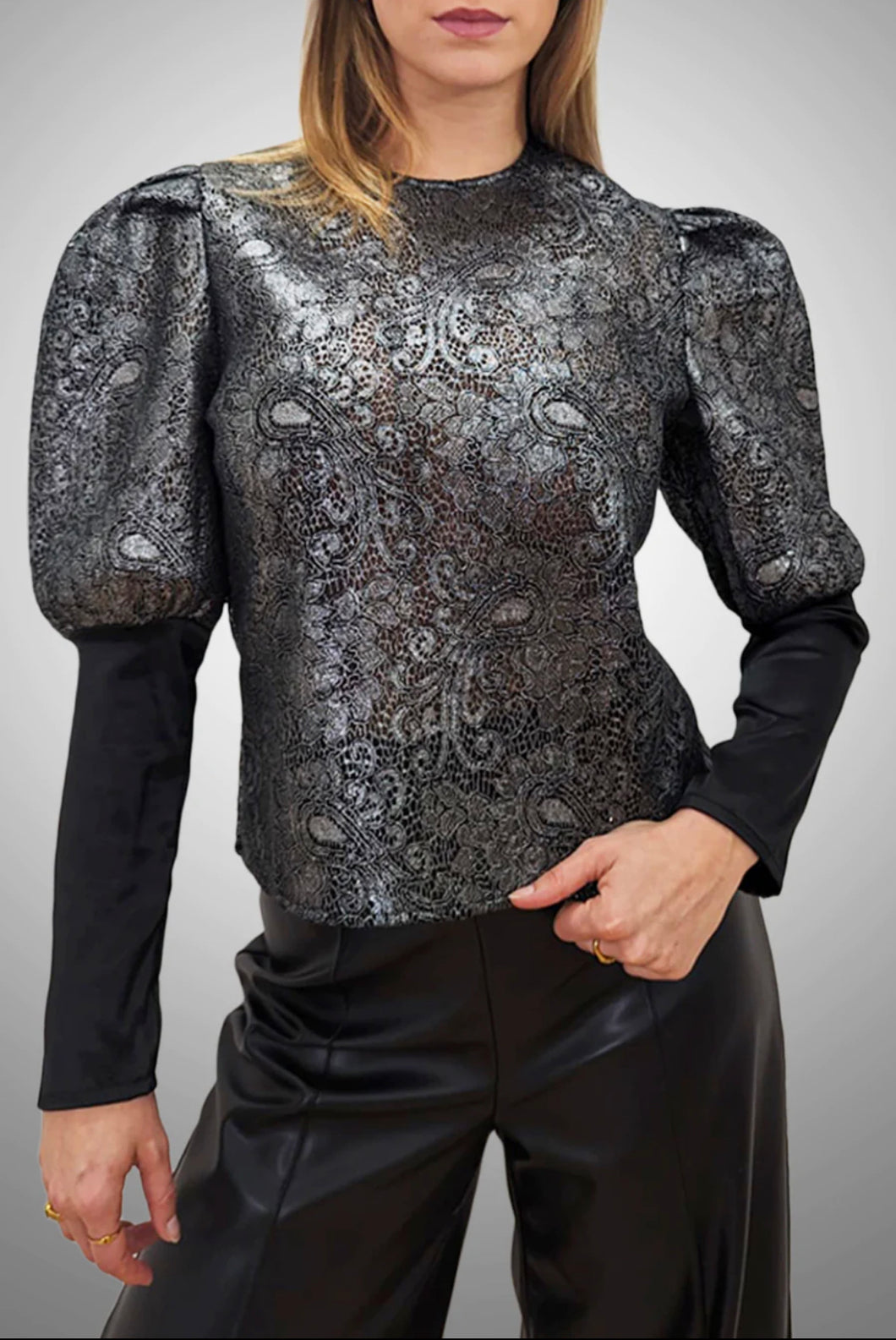 Silver Lace Jacket Blouse