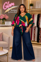 Load image into Gallery viewer, Midnight Bloom Tie-Front Top
