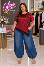 Load image into Gallery viewer, Asymmetrical Laced Detail Satin Top
