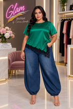 Load image into Gallery viewer, Asymmetrical Laced Detail Satin Top
