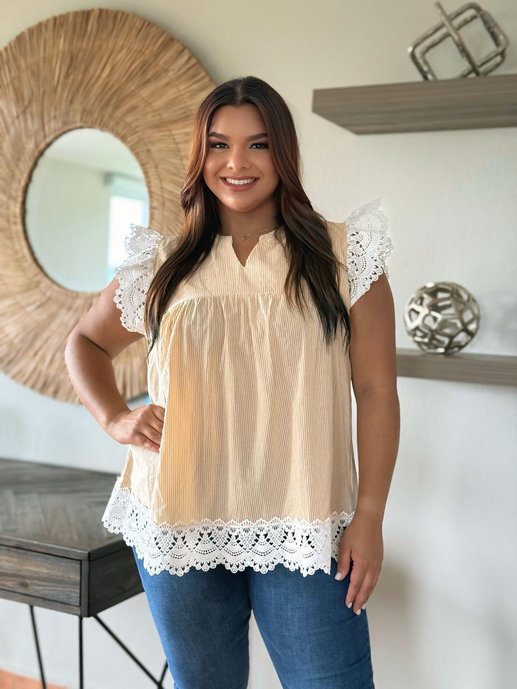 Butter Yellow PinStripe Top