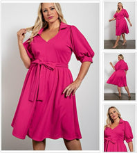 Load image into Gallery viewer, Short Puff Sleve Pink Dress
