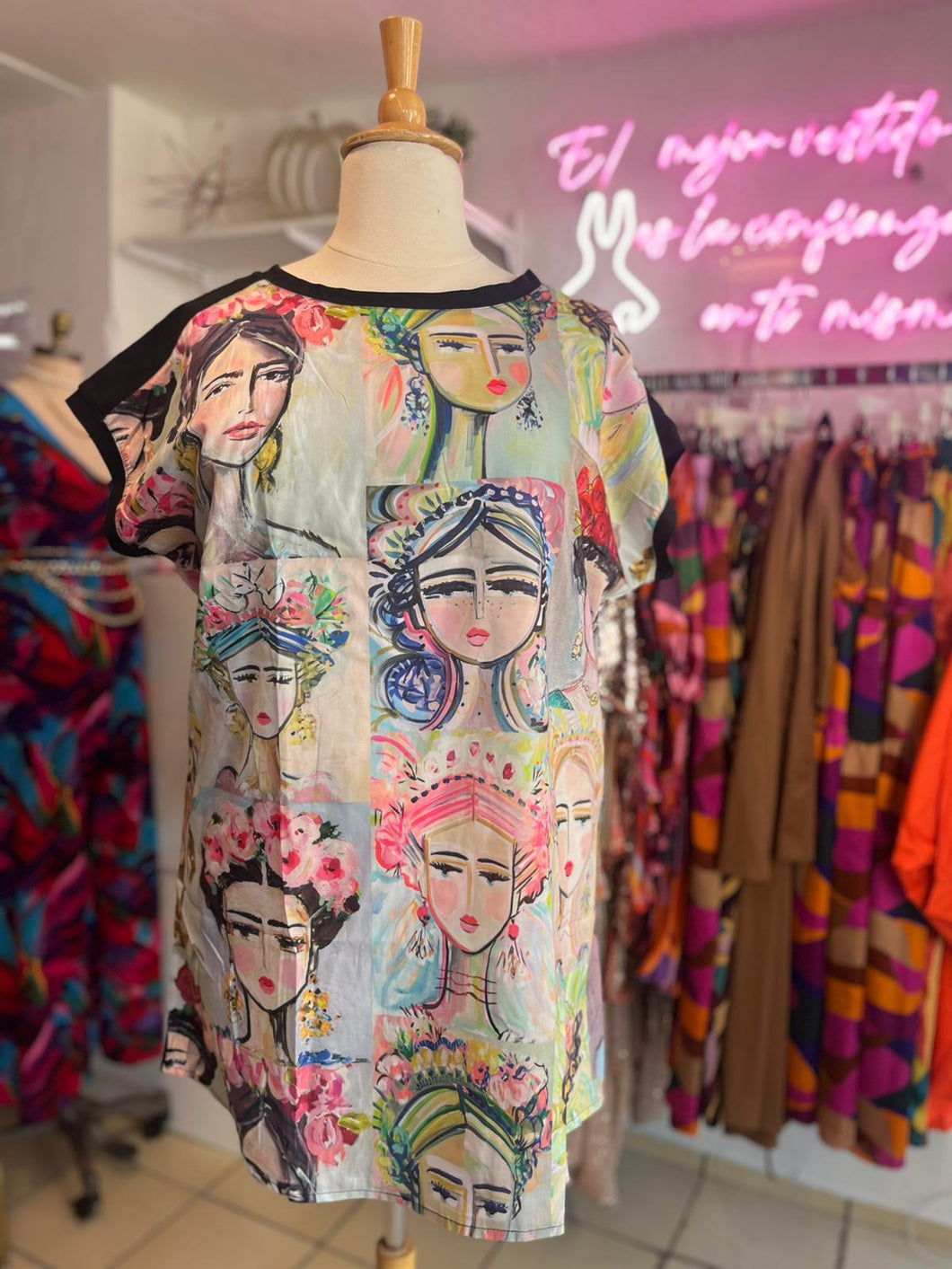 Pink Frida Kahlo Shirt Dress