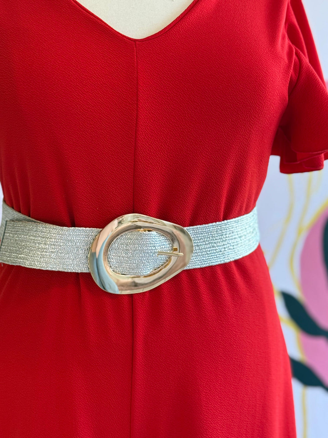 Metallic Straw Elastic Belt