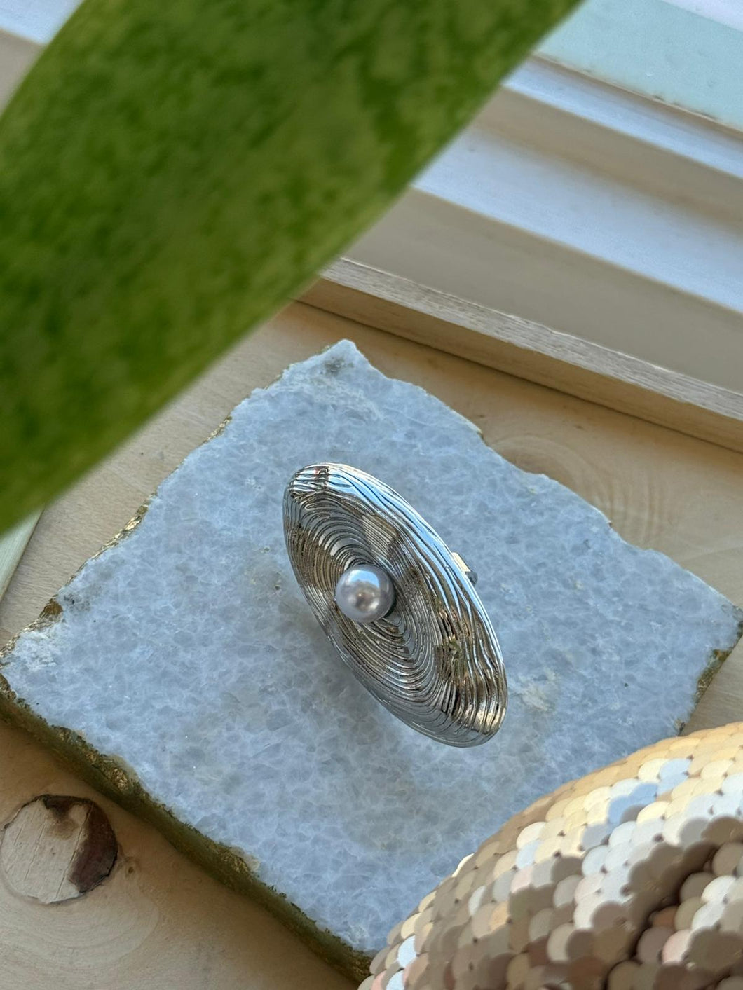 Oval Pearl Statement Ring